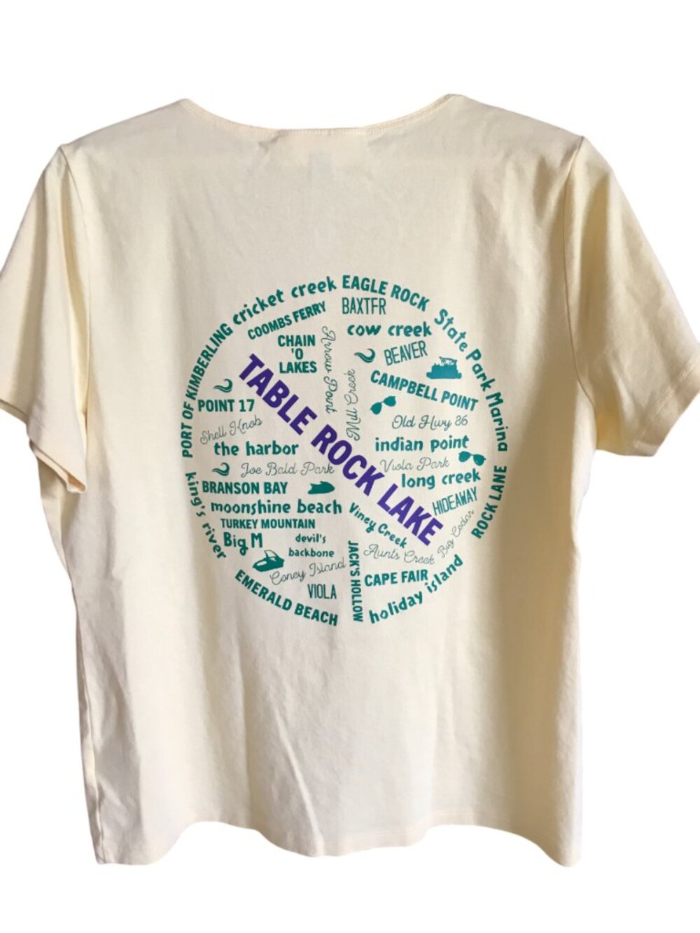Upcycled Table Rock Lake T-Shirt, Landmarks & Marinas Graphics, Women's XL